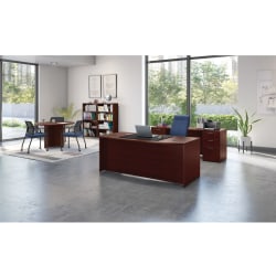 HON® Mod 72"W Executive Workstation Computer Desk And Credenza With Double-Pedestal, Traditional Mahogany