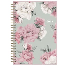 2025 Blue Sky Weekly/Monthly Planning Calendar, 5" x 8", Watercolor Peonies, January 2025 To December 2025