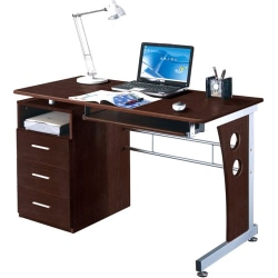 Techni Mobili Computer Desk - Rectangle Top - 3 Drawers - 80 lb Capacity - Computer