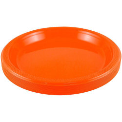JAM PAPER Round Plastic Party Plates, Medium, 9 inch, Orange, 20/Pack