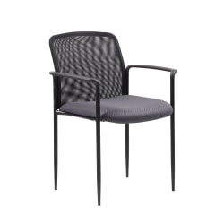 Boss Office Products Stackable Mesh Guest Chair, Gray/Black