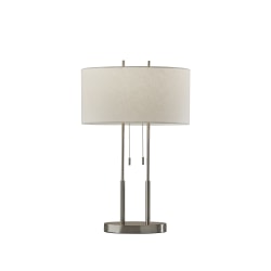Adesso® Duet Table Lamp, 27"H, Ivory Shade/Brushed Steel Base