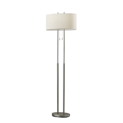 Adesso® Duet Floor Lamp, 64"H, Ivory Shade/Brushed Steel Base