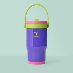 Base Brands Spill-Proof Tumbler With Handle, 14 Oz, Purple