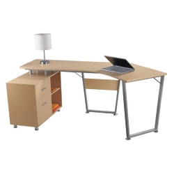 Realspace® Brent Dog-Leg Desk, Oak