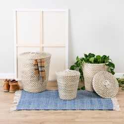 Honey Can Do Nesting Seagrass Snake Charmer’s Baskets, 8"H x 10-3/4"W x 9"D, Natural, Set Of 3 Baskets