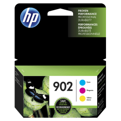 HP 902 Cyan, Magenta, Yellow Ink Cartridges, Pack Of 3, T0A38AN