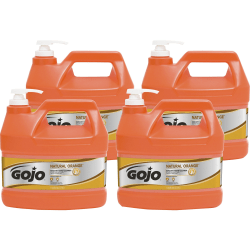 Gojo® Natural Orange Smooth Hand Cleaner - Citrus Scent - 1 gal (3.8 L) - Pump Bottle Dispenser - Soil Remover, Dirt Remover, Grease Remover - Hand - Orange - 4 / Carton