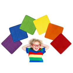 Joy Carpets Sitting Squares, Joy In A Box, 1-1/4' x 1-1/4', Multicolor, Set Of 24 Squares