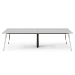 Branch Furniture Quad Computer Desk, 120" x 60", Fog/White