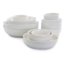 Gibson 14-Piece Round Ceramic Bowl Set, White