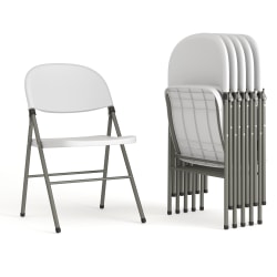 Flash Furniture Hercules Folding Chairs, Set Of 6 Folding Chairs, White/Gray