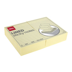 Office Depot® Brand Lined Sticky Notes, 4" x 6", Pastel Yellow, 100 Sheets Per Pad, Pack Of 8 Pads