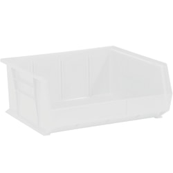 Partners Brand Plastic Stack & Hang Bin Boxes, Medium Size, 14 3/4" x 16 1/2" x 7", Clear, Pack Of 6