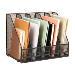 Mind Reader 5-Compartment Vertical File Organizer, 12-1/4"H x 9-3/4"W x 16-1/4"D, Black, Total Qty 1