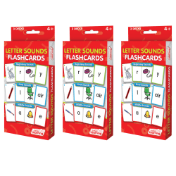 Junior Learning Letter Sounds Flashcards, 7" x 3-1/2", 3 Sets Per Pack, 3 Packs
