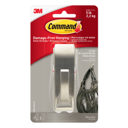 3M™ Command™ Damage-Free Hook, Modern Reflections, Metal, Large, Brushed Nickel