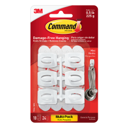 Command Mini Wall Hooks, 18 Command Hooks, 24 Command Strips, Damage Free Hanging of Dorm Room Decorations, White