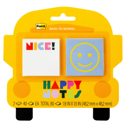 Post-it® Noted Happy Notes BTS25-HN-1, 1.9x1.9in (48x48mm), 40 sheets/pad