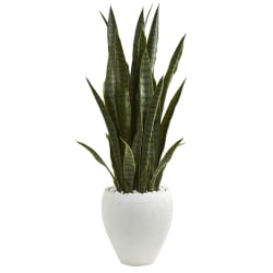 Nearly Natural Sansevieria 42" Artificial Plant With Planter, Green/White