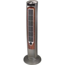 Lasko Wind Curve Tower Fan with Remote Control - 3 Speed - Oscillating, Timer, Carrying Handle, Night Mode - 42.5" Height x 13" Width - Plastic - Gray