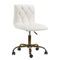 Glamour Home Aman Ergonomic Tufted Faux Leather Mid-Back Office Task Chair, White