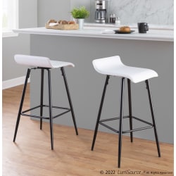 LumiSource Ale Faux Leather Counter Stools, White/Black, Set Of 2 Stools
