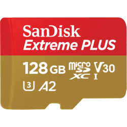 SanDisk® Extreme® PLUS microSDXC UHS-I Card With Adapter, 128GB
