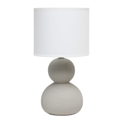 Simple Designs Stone Age Table Lamp, 15-7/16"H, White Shade/Taupe Base