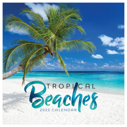 2025 TF Publishing Monthly Wall Calendar, 12" x 12", Tropical Beaches, January 2025 To December 2025
