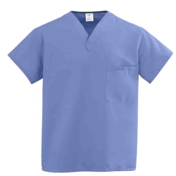 Medline ComfortEase™ Unisex 1-Pocket Reversible Scrub Top, 2X, Ceil Blue
