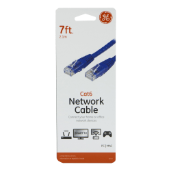 GE Pro Cat6 Ethernet Cable, 7', Blue, 33757