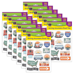 Teacher Created Resources Moving Mountains Road Trip Stickers, 72 Per Pack, 12 Packs