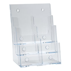 Azar Displays 3-Tier 6-Pocket Plastic Trifold Brochure Holder, 13-1/4"H x 9-1/4"W x 6"D, Clear