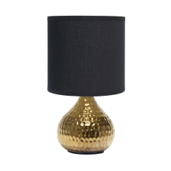 Simple Designs Hammered Drip Mini Table Lamp, 9-1/4"H, Black Shade/Gold Base