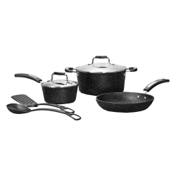 THE ROCK™ by Starfrit® 7-Piece Aluminum Nonstick Cookware Set with Bakelite Handles, Black