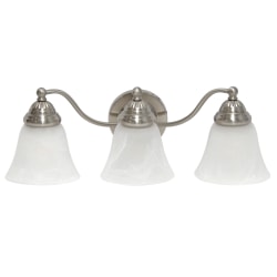Lalia Home Essentix 3-Light Wall Mounted Curved Vanity Light Fixture, 7-1/2"W, Alabaster White/Brushed Nickel