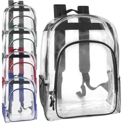 Trailmaker Deluxe Clear Backpacks With Side Pockets, Black, Pack Of 24 Backpacks