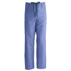 Medline ComfortEase™ Unisex Tall Non-Reversible Drawstring Cargo Scrub Pants, Medium, Ceil Blue