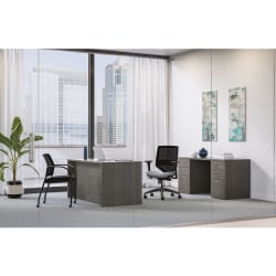 HON® Mod 60"W Executive Workstation Computer Desk And Credenza, Slate Teak