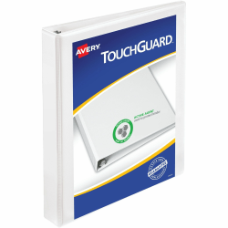Avery® Touchguard™ View 3-Ring Binder With EZ-Turn™ Rings And Antimicrobial Protection, 1" D-Rings, 40% Recycled, White