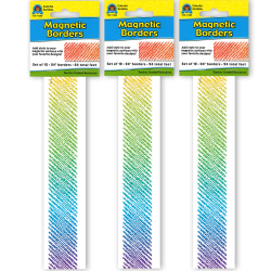 Teacher Created Resources Magnetic Borders, 24" x 1-1/2", Colorful Scribble, 12 Borders Per Pack, Set Of 3 Packs