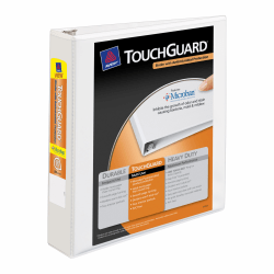 Avery® Touchguard™ View 3-Ring Binder With EZ-Turn™ Rings And Antimicrobial Protection, 1 1/2" D-Rings, 40% Recycled, White