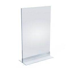 Azar Displays Acrylic T-Strip Vertical/Horizontal Sign Holders, 11" x 7", Clear, Pack Of 10 Sign Holders