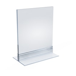 Azar Displays Acrylic T-Strip Vertical/Horizontal Sign Holders, 7" x 5", Clear, Pack Of 10 Sign Holders