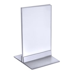 Azar Displays Acrylic T-Strip Vertical/Horizontal Sign Holders, 4"W x 6"H, Clear, Pack Of 10 Sign Holders