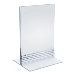 Azar Displays Acrylic T-Strip Vertical/Horizontal Sign Holders, 3-1/2" x 5", Clear, Pack Of 10 Sign Holders