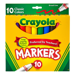 Crayola® Broad Line Markers, Assorted Classic Colors, Box Of 10