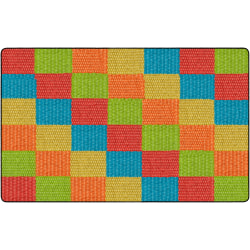 Flagship Carpets Basketweave Blocks Classroom Rug, 7 1/2' x 12', Multicolor