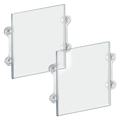 Azar Displays Acrylic Sign Frames With Suction Cups, 14"H x 11"W x 1/4"D, Clear, Pack Of 2 Frames